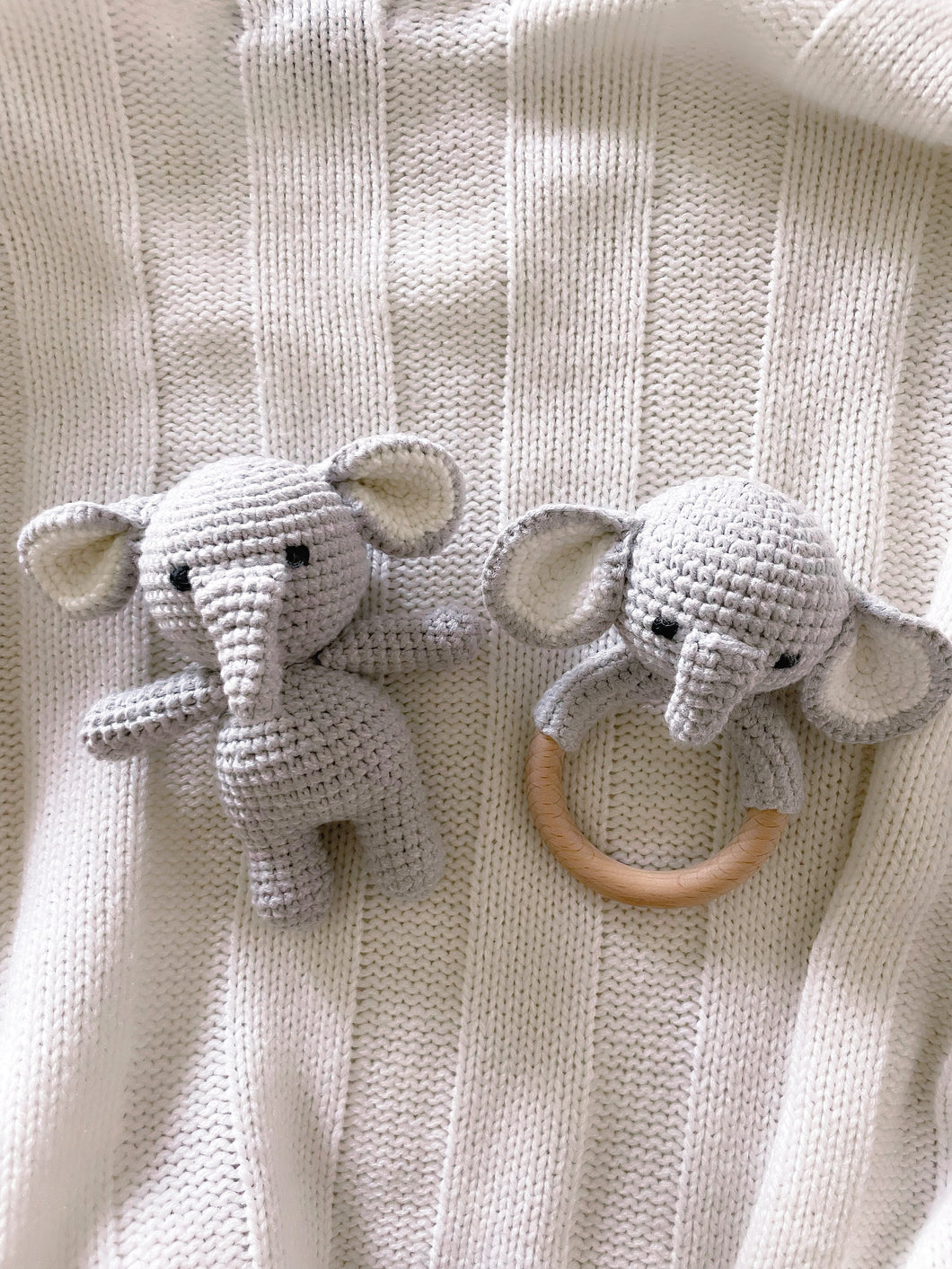 Crochet Baby Animal + Rattle Set